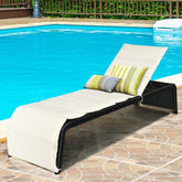 Wicker Outdoor Chaise Lounge Chair with Cushion, 5-Position Pool Lounge Chair Patio Beach Sun Lounger