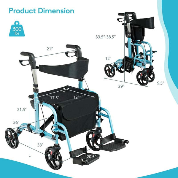 2 in 1 Folding Medical Walker Rollator Sale, Price & Reviews - Eletriclife