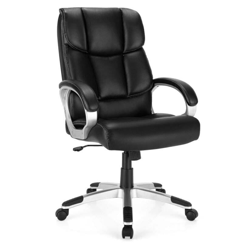 350 LBS Big & Tall Office Chair, Leather High Back Executive Chair, Adjustable Swivel Computer Task Desk Chair