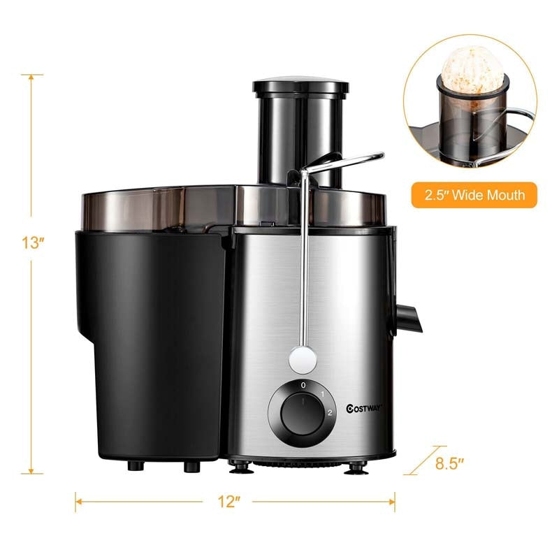 Juicer Machines, 400W Masticating Juicer Extractor, Stainless Steel Centrifugal Juicer with 2.5 Inch Wide Mouth, 2 Speed Modes