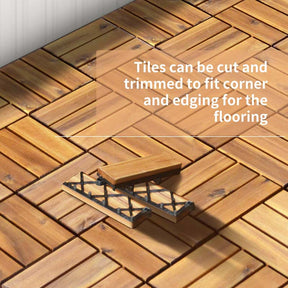 Canada Only - 27 Pcs Acacia Wood Interlocking Patio Deck Tiles