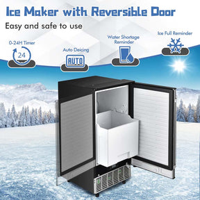 Canada Only - 80LBS/24H 115V Commercial Ice Maker with Drain Pump & 25 lbs Storage Bin