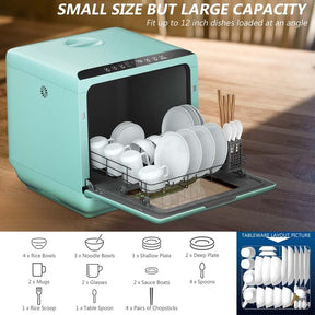 Portable Dishwasher Countertop Dishwashing Machine Hot Air Drying with 5L Water Tank & 5 Washing Modes