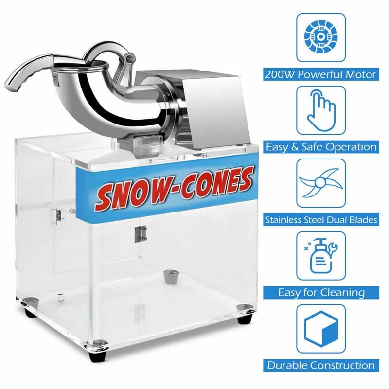 Electric Ice Crushers Machine Shaved Ice Machine Ice Snow Cone Maker Professional Double Blades Stainless Steel Ice Shaver Machine for Home
