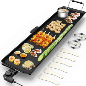 35" Extra Long Nonstick Electric Griddle, BBQ Teppanyaki Table Top Grill Griddle with Adjustable Temperature & Drip Tray
