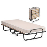 75" x 31.5" Rollaway Bed with Mattress, Folding Guest Bed Portable Sleeper Bed Cot