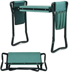 Folding Gardening Seat and Kneeler Bench, Portable Garden Stool with Tool Pouches & Soft Eva Pad Seat