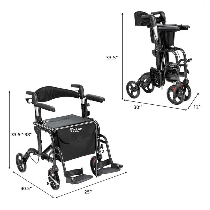 2 in 1 Folding Rollator Walker Wheelchair Sale, Price & Reviews ...