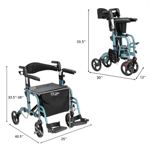 2 in 1 Folding Rollator Walker Wheelchair Sale, Price & Reviews ...