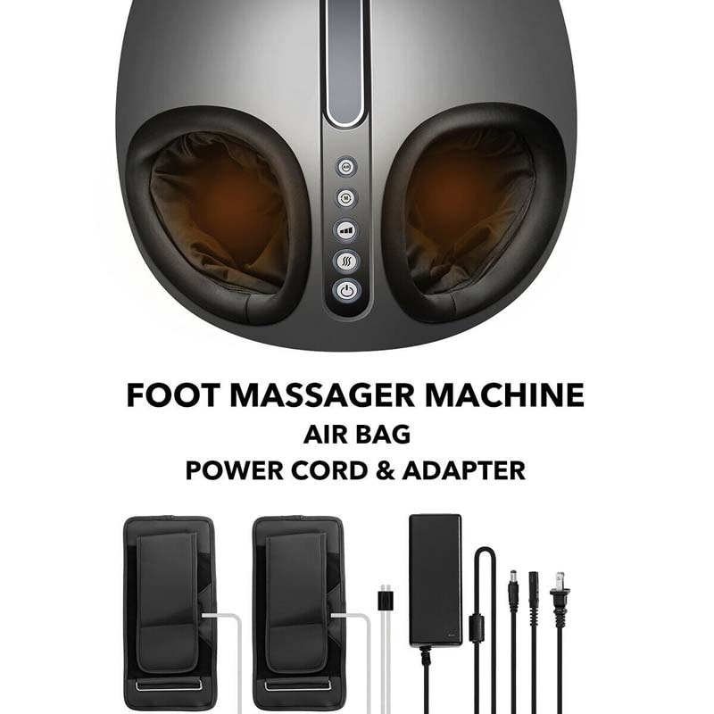 Foot Calf Massage Machine with Heat and Calf Air Bag, Electric Foot Massager with Shiatsu, Air compression, Rolling Modes