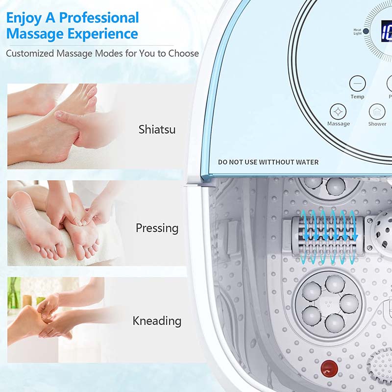 Foot Spa Bath Massager Pedicure Spa Tub with Heat, 2 Rollers, 4 Shiatsu Massagers, Temperature Control, Timer, 3-Angle Shower
