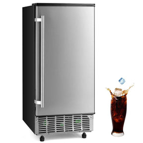 80LBS/24H Commercial Ice Machine Freestanding & Under Counter Ice Cube Maker with Drain Pump & 25lbs Ice Bin