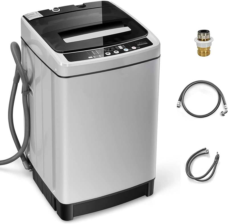 7.7 lbs Full-Automatic Washing Machine Portable Washer & Spin Dryer  Built-in Germicidal UV Light & Drain Pump