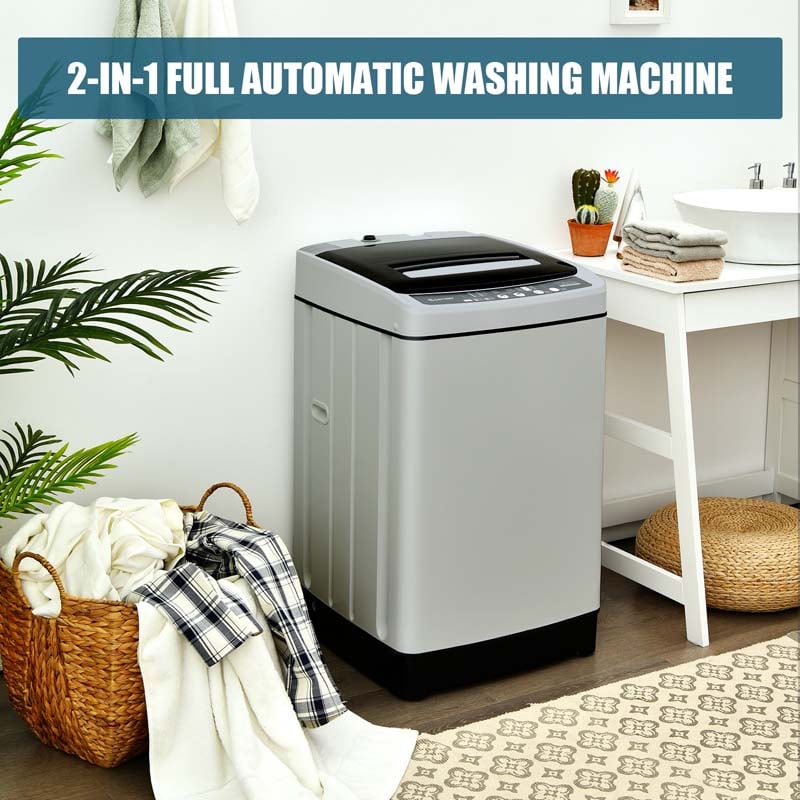 11 LBS Full-Automatic Portable Washing Machine, Top Load All In One Washer Dryer Combo