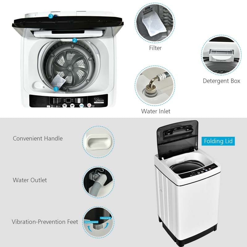 Full-Automatic Washing Machine 1.5 Cu. ft 11 lbs Washer and Dryer -white