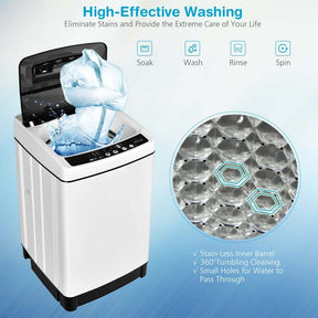 11 LBS Full-Automatic Portable Washing Machine, Top Load All In One Washer Dryer Combo