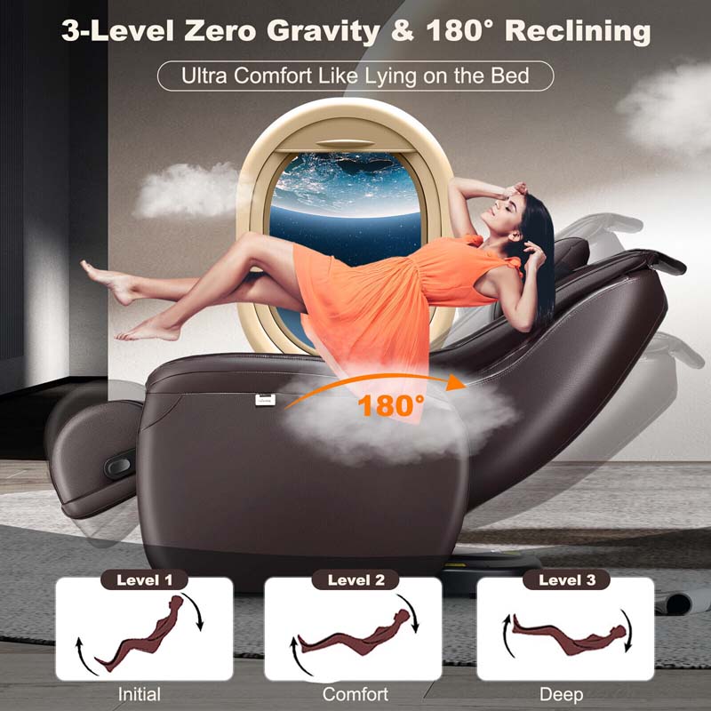 SL Track Full Body Massage Chair Zero Gravity Electric Massage Recliner with Heat, Pillow & Reversible Footrest