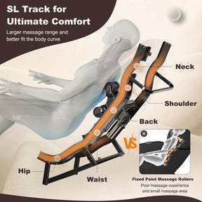 SL Track Full Body Massage Chair Zero Gravity Electric Massage Recliner with Heat, Pillow & Reversible Footrest