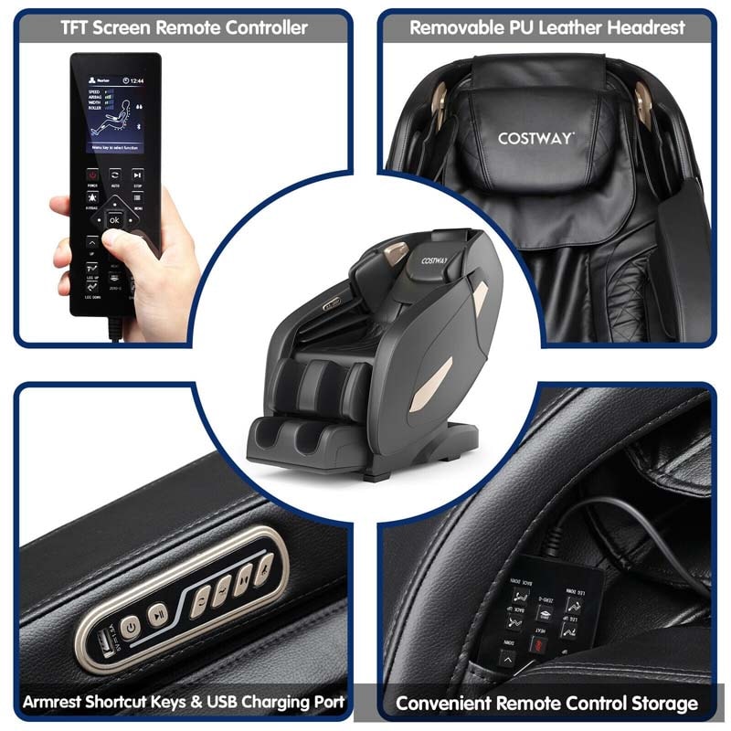 Canada Only - SL Track Heated Full Body Zero Gravity Massage Chair with Auto Body Detector