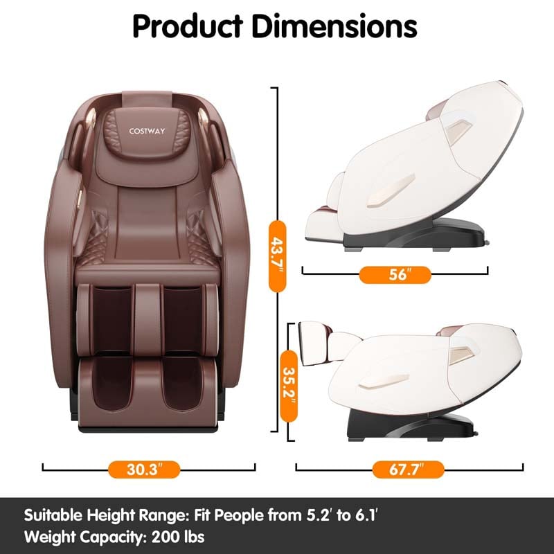 SL Track Shiatsu Full Body Zero Gravity Massage Chair Recliner with Auto Body Detector