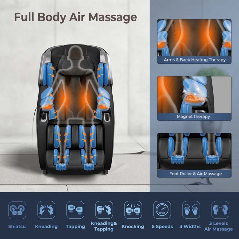 SL Track Full Body Massage Chair Zero Gravity Massage Recliner with LED Mood Lights