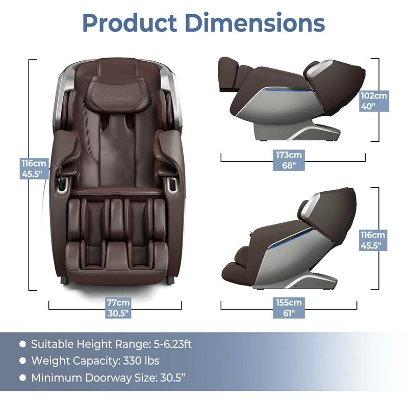 SL Track Full Body Massage Chair Zero Gravity Massage Recliner with LED Mood Lights