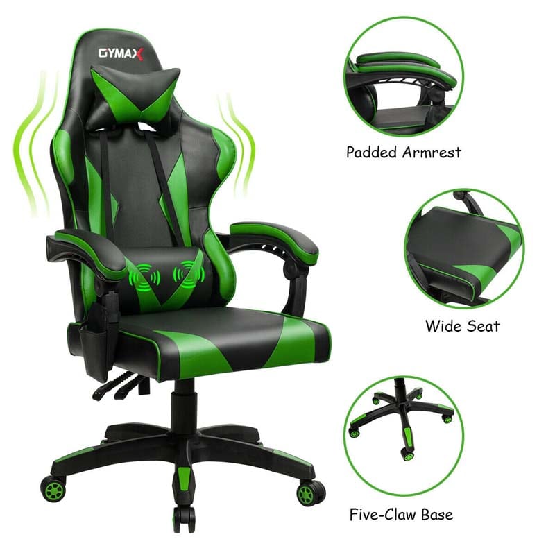 Massage Gaming Chair Recliner, Racing Computer Office Chair, Ergonomic High Back Swivel PC Game Chair with Headrest & Lumbar Support