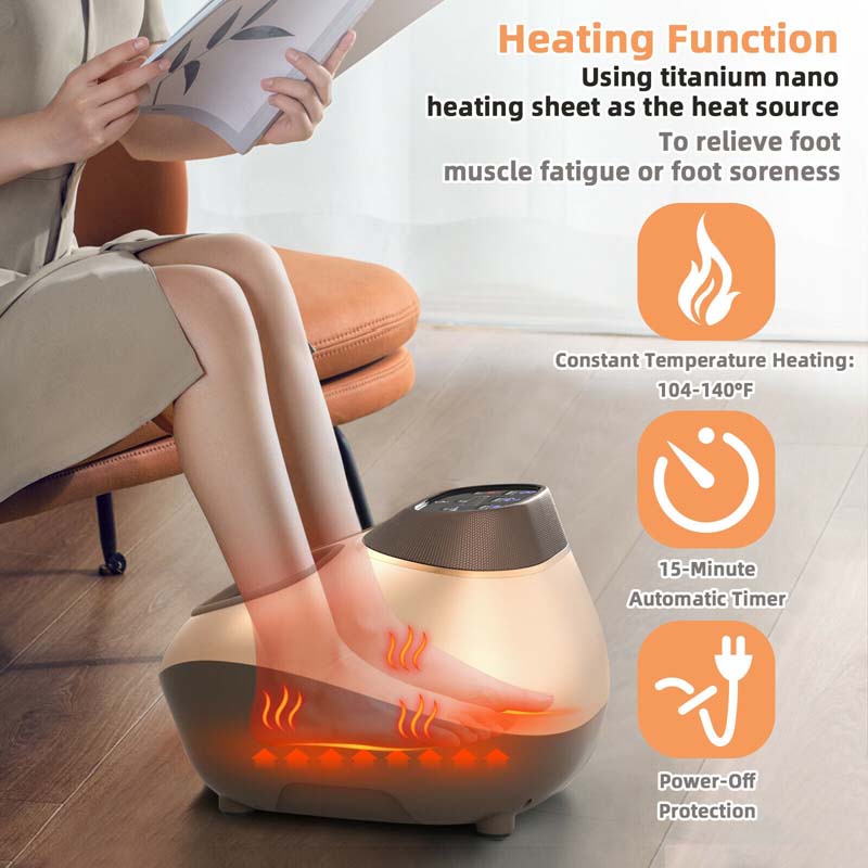 Shiatsu Foot Massager Machine with Heat, Deep Kneading, Rolling, Compression, Relieve Foot Pain & Plantar Fasciitis, Fits Feet Up to Men Size 12