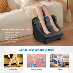Foot & Calf Massager with Heat & Remote, Shiatsu Kneading Electric Massage Machine with Adjustable Tilt Base, Timer, LCD Screen