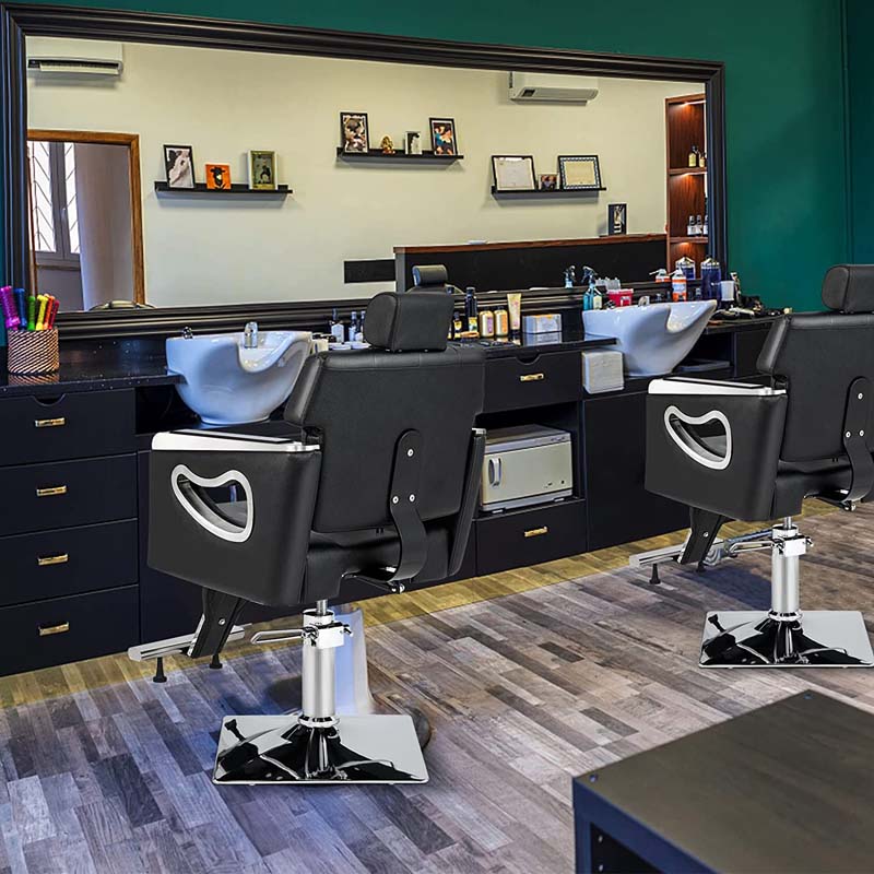 Modern Reclining Barber Chair, Adjustable Swivel Spa Makeup Tattoo Salon Chair, Hydraulic Hair Styling Chair