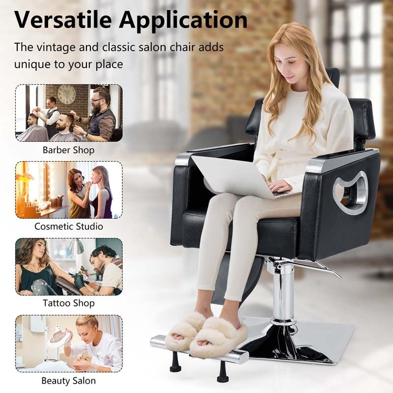 Modern Reclining Barber Chair, Adjustable Swivel Spa Makeup Tattoo Salon Chair, Hydraulic Hair Styling Chair