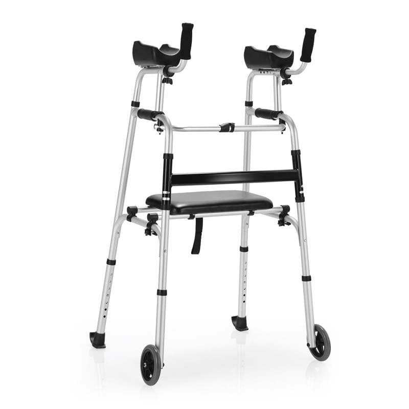Folding Standard Rollator Walker with Seat & Armrest Pad, Lightweight Standing & Walking Mobility Aid