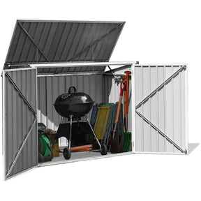 6 x 3 FT Horizontal Metal Storage Shed Outdoor Garbage Bin Enclosure, Multi-function Storage Cabinet for Garden Yard