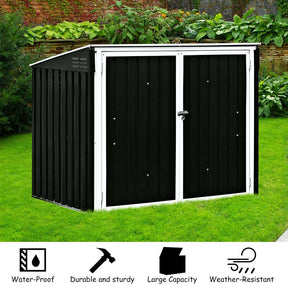 6 x 3 FT Horizontal Metal Storage Shed Outdoor Garbage Bin Enclosure, Multi-function Storage Cabinet for Garden Yard