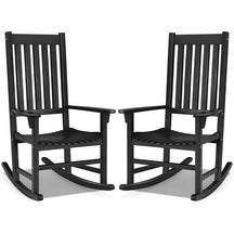 2 Pcs Acacia Wood Rocking Chairs High Back Outdoor Rocker for Porch Patio Lawn