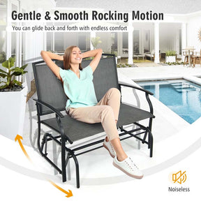Weatherproof 2-Person Patio Swing Glider Bench Outdoor Rocking Lounge Chair Loveseat Rocker