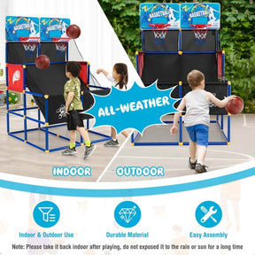 Kids Basketball Arcade Game Toy Set, Dual Shot Basketball Game for 2 Players with 4 Balls & Inflation Pump