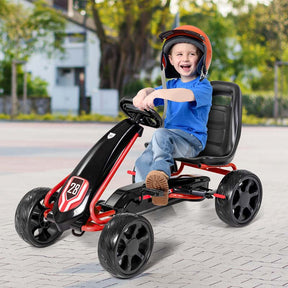 4 Big Wheels Racer Pedal Go Kart for Kids Pedal Powered Ride on Toy Car With Clutch & Safe Handbrake