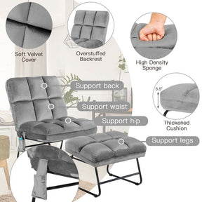 Massage Velvet Accent Sofa Chair with Ottoman, Electric Massage Couch for Living Room