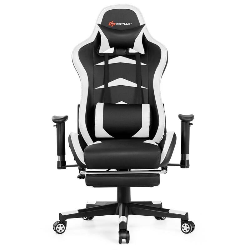 PU Leather Massage Gaming Chair with Footrest, Height Adjustable High Back Ergonomic Gamer Racing Recliner, Swivel PC Game Chair Office Chair