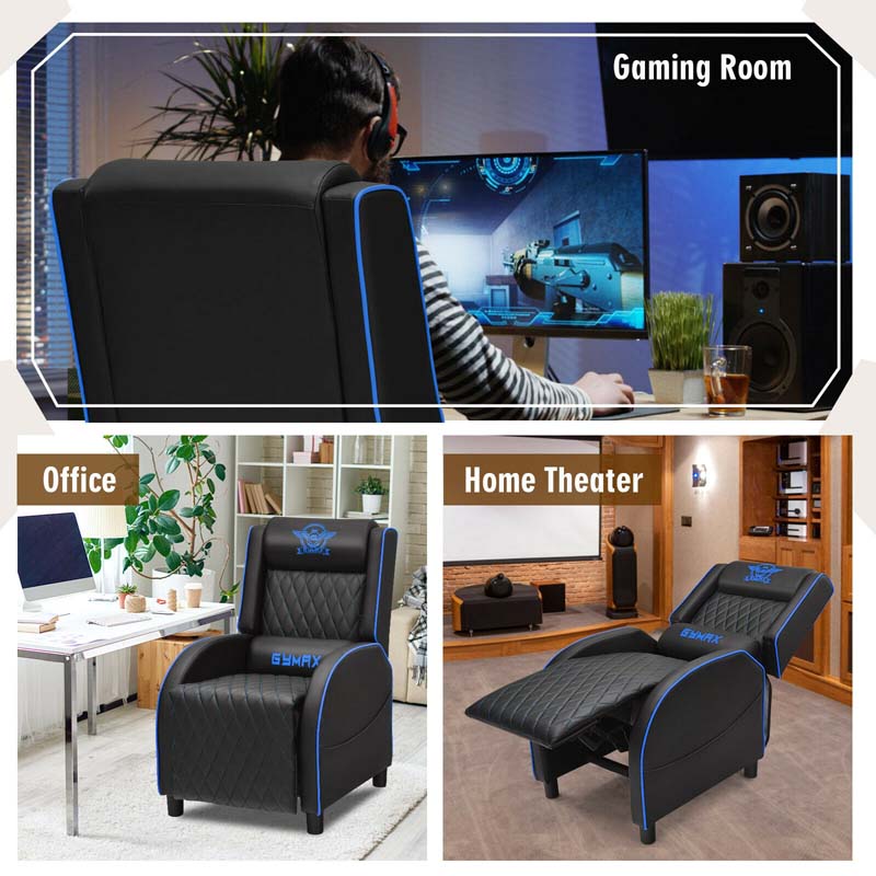 Massage Gaming Recliner Chair, PU Leather Gaming Sofa, Single Sofa, Lounge Sofa, Home Theater Seat with Adjustable Backrest & Footrest