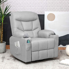 360° Swivel Electric Massage Recliner Rocking Chair Single Soft Sofa with Heater & Retractable Footrest