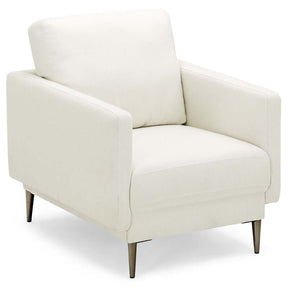 Modern Accent Chair Upholstered Armchair Single Sofa Couch with Removable Cushions & Solid Metal Legs