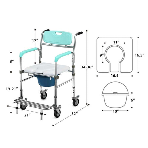 Multifunctional Rolling Commode Chair with Toilet Sale, Price & Reviews ...