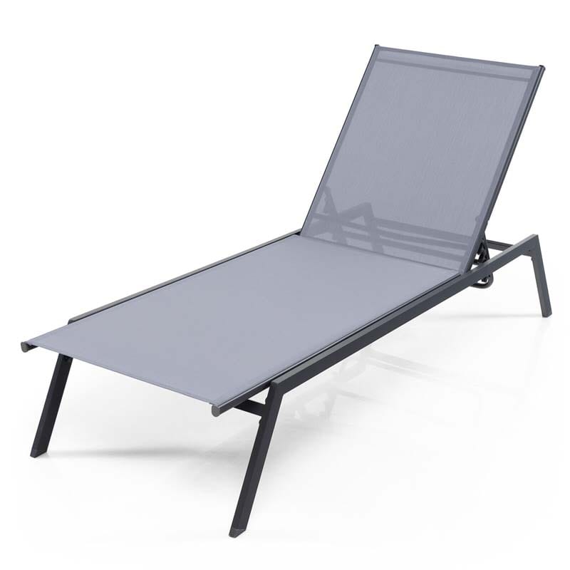 Outdoor Adjustable Chaise Lounge Chair Recliner with Lay Flat Position & Quick-Drying Fabric