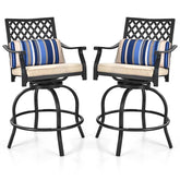 2/4 Pcs 360° Swivel Rocking Bar Stools with Back & Soft Cushions, Steel Frame Outdoor Bar Height Dining Chairs