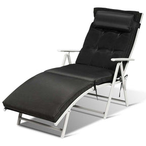 7-Position Folding Outdoor Chaise Lounge Chair, Lightweight Patio Pool Chair Sun Lounger with Cushion & Pillow