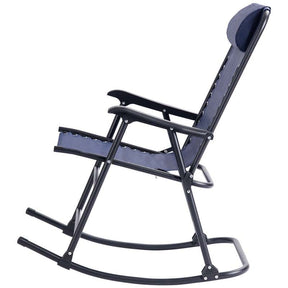 Patio Folding Zero Gravity Rocking Chair Outdoor Beach Camping Chair with Pillow & Armrests