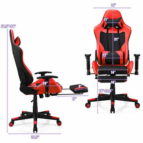 High Back E-Sport Massage Gaming Chair with Footrest & Headrest, Ergonomic PU Leather Gaming Seat, Video Game Chair Computer Chair