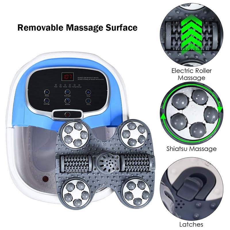 Foot Spa Bath Massager with Heat, Adjustable Water Jets, Motorized Shiatsu Massage Balls & 2 Maize Rollers